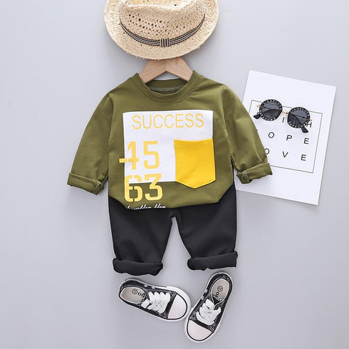 Boy's T-shirt Long Sleeve Sweatshirt Two-Piece Set